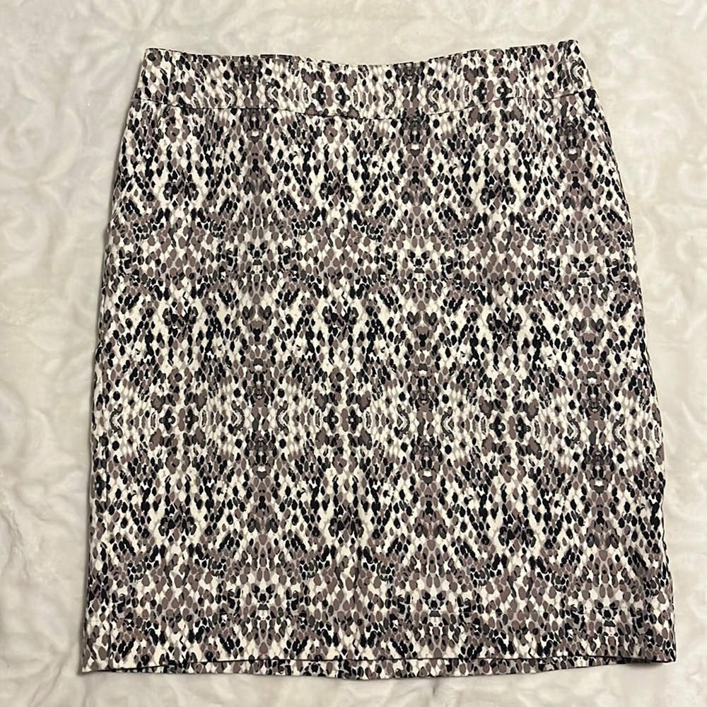 Merona Patterned Stretch Pencil Skirt Black/Brown Size 8
